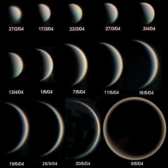 Вы можете посмотреть 360 градусов, но Венера никогда не покидает 90 из них